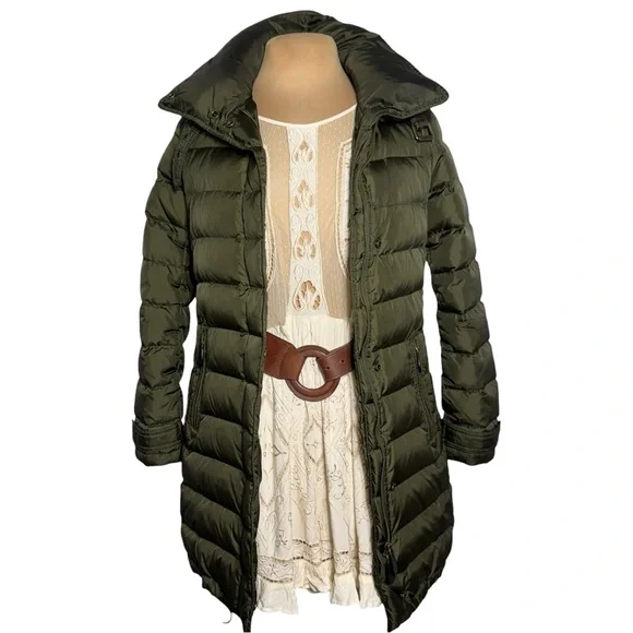 Burberry Brit quilted down puffer coat army green dark olive size Small - Picture 4 of 16